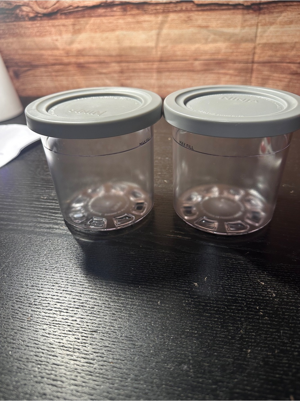 Official Ninja CREAMi 16-ounce pint containers with gray lids Set Of 2